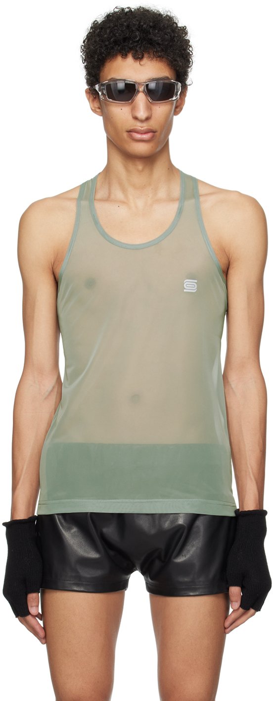 Olly Shinder Green Racer Back Tank Top In Blue