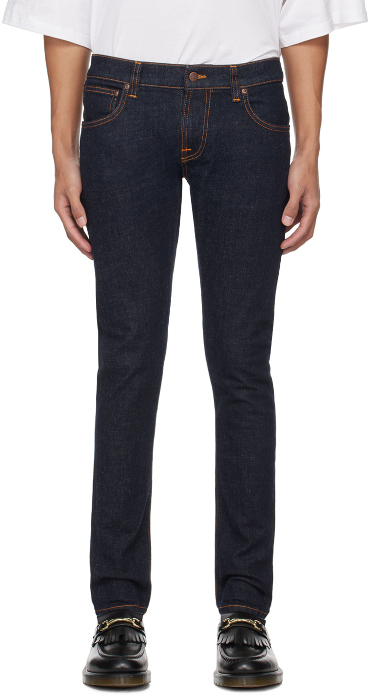 Shop Nudie Jeans Indigo Tight Terry Jeans In Rinse Twill