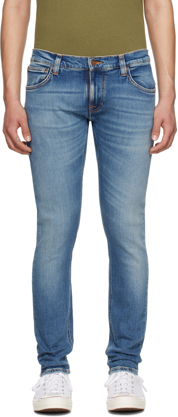 Nudie Jeans Blue Tight Terry Jeans In Rustic Blue