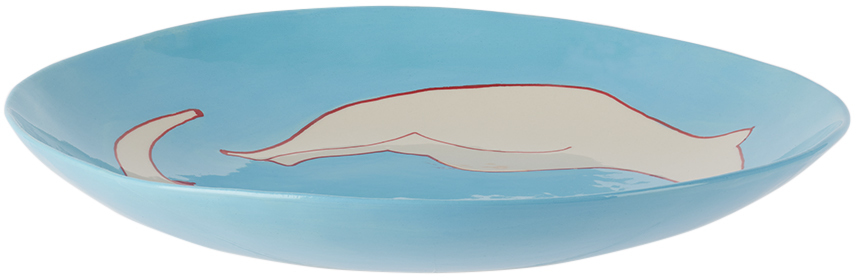 Laetitia Rouget Blue Swimmers Fruit Platter In Turquoise