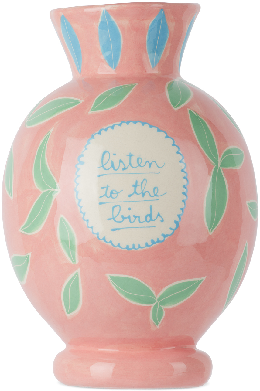 Laetitia Rouget Pink 'listen To The Birds' Vase In Pink