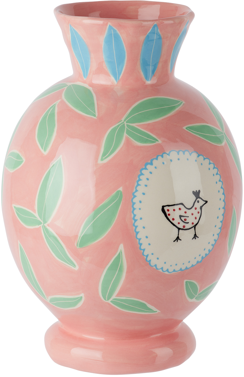 Laetitia Rouget Pink 'listen To The Birds' Vase In Pink