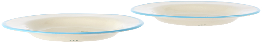 Laetitia Rouget Blue & White 'it's Complicated Darling' Dessert Plate Set In Bright Blue