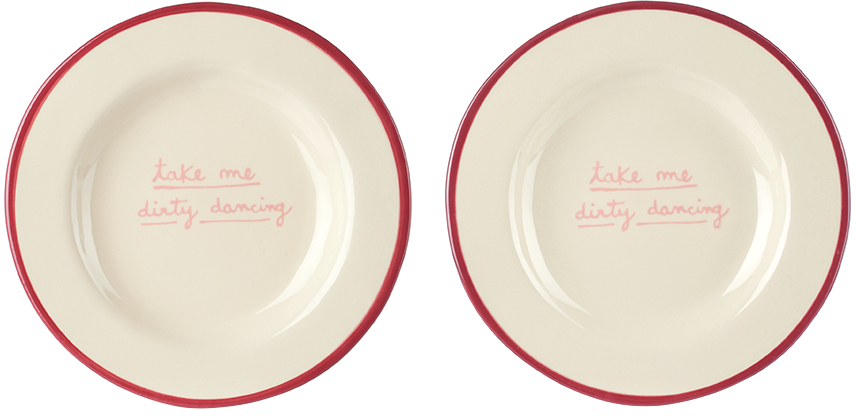 Shop Laetitia Rouget Red & White 'take Me Dirty Dancing' Dessert Plate Set In Berry