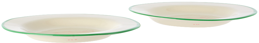 Laetitia Rouget Green & White 'tell Me What You Really Want' Dessert Plate Set In Green