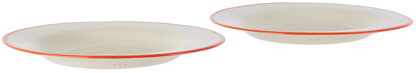 Laetitia Rouget Red & White 'my Main Passion Is Drama' Dessert Plate Set In Red
