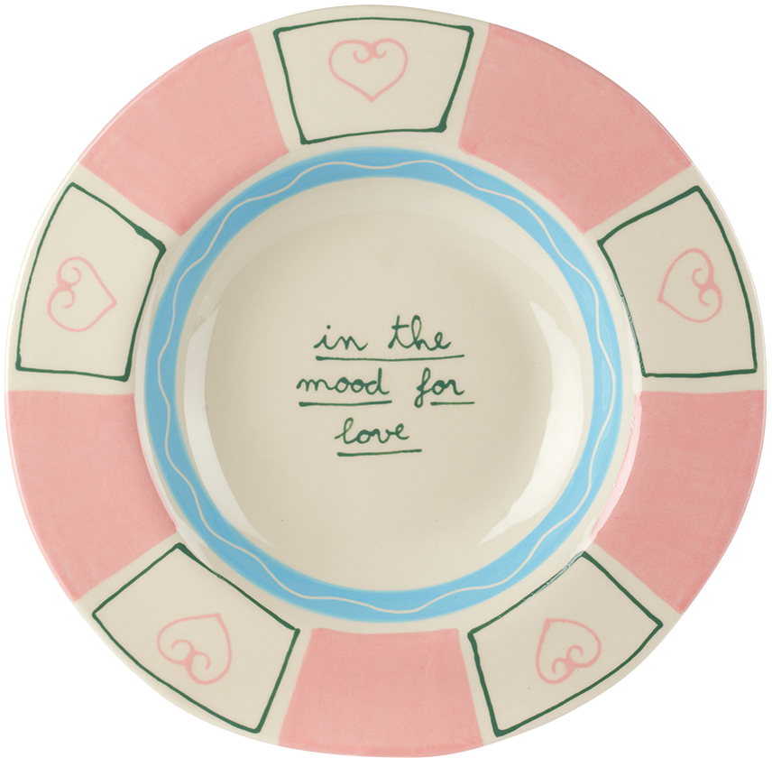 Pink & White 'In The Mood For Love' Dinner Plate