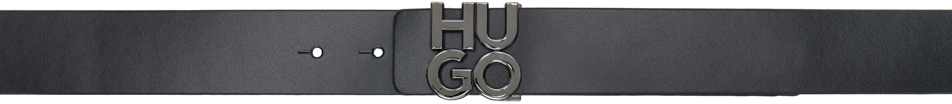 Hugo Black Logo Buckle Belt In Black 001