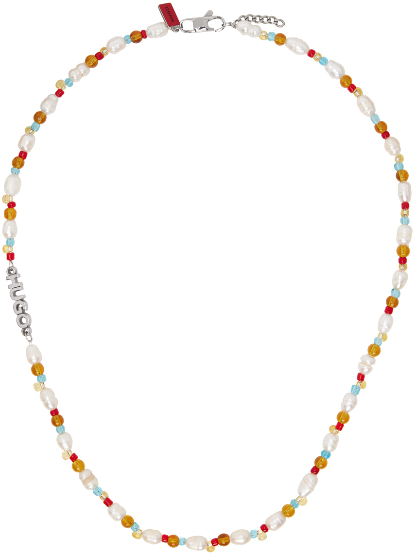 Hugo Multicolor Beads Necklace In 100-white