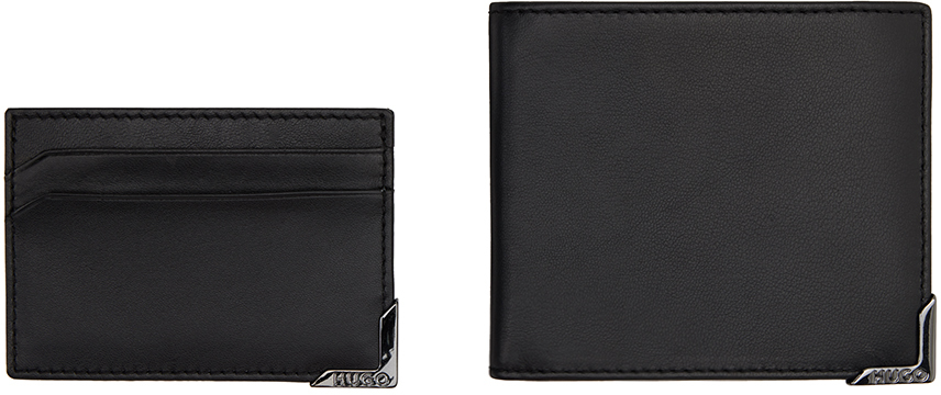 Hugo: Black Plaque Wallet & Card Holder Set | SSENSE UK