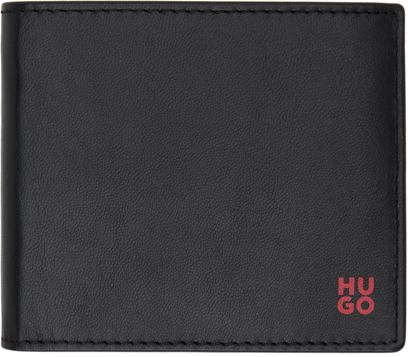 Hugo Black Stacked Logo Wallet In 001-black