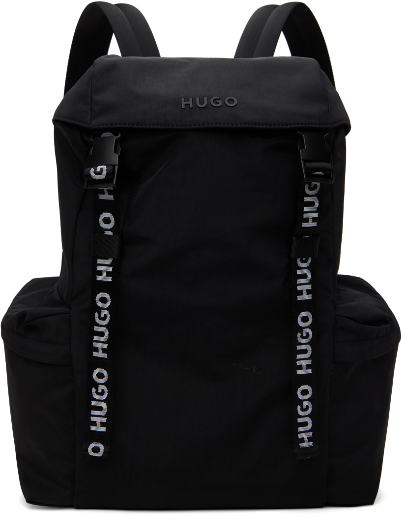 Shop Hugo Black Luka Backpack In 001-black