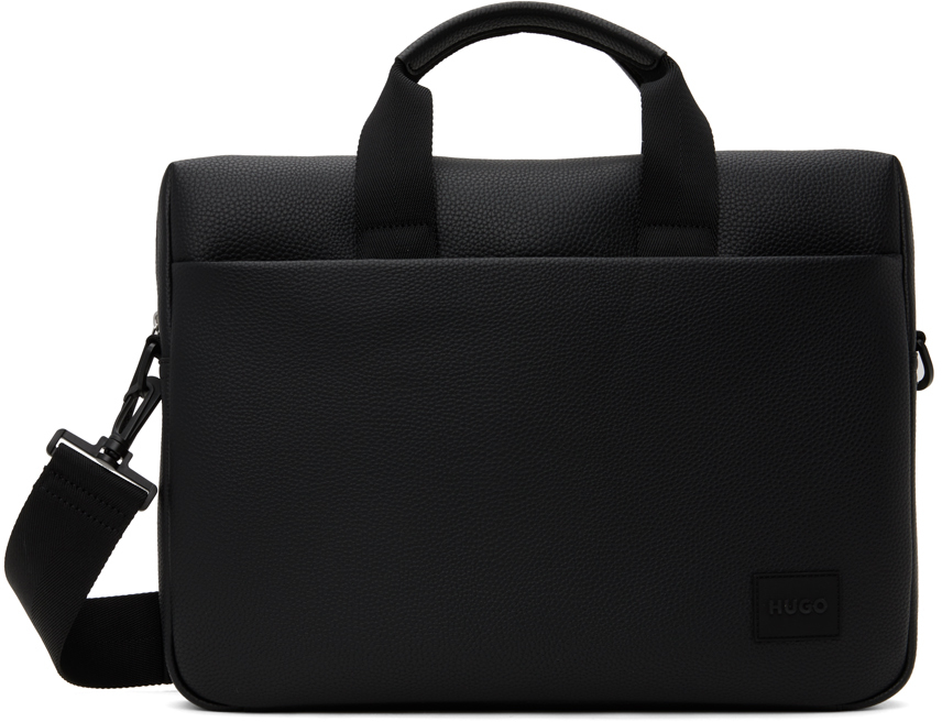 Black Faux-Leather Briefcase