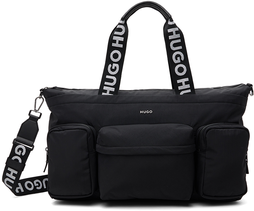Black Logo Trim Holdall Duffle Bag