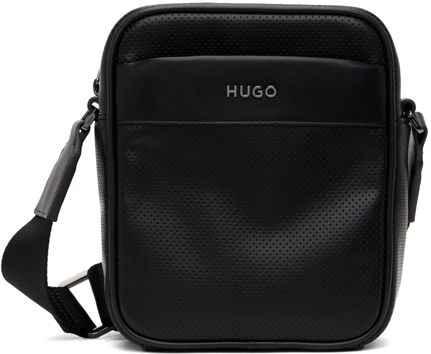 Hugo Black Logo-lettering Mini Reporter Bag