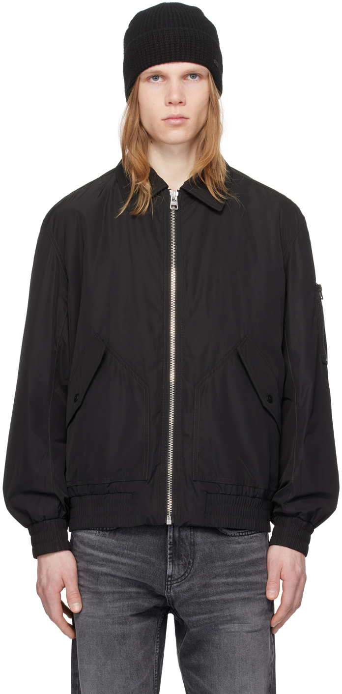 Hugo Black Spread Collar Bomber Jacket SSENSE Canada