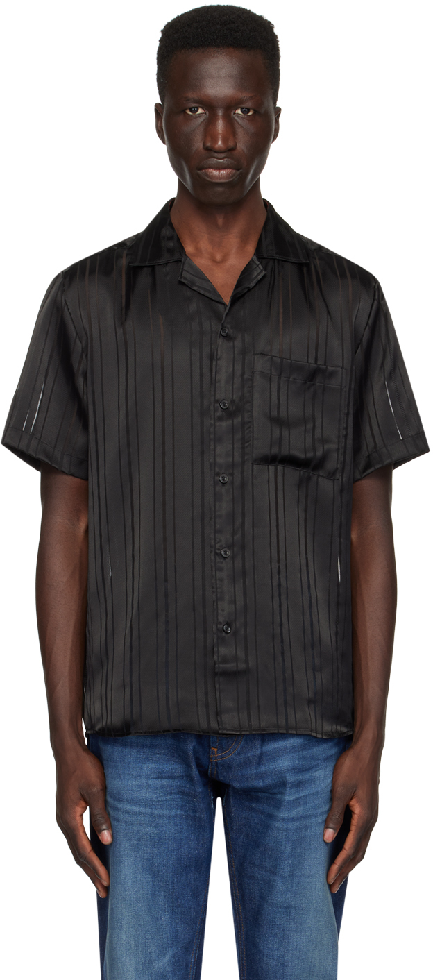 Shop Hugo Black Striped Shirt In 001-black
