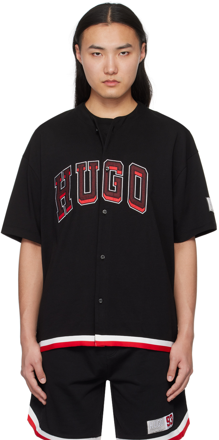 Shop Hugo Black Basketball Shirt In 001-black
