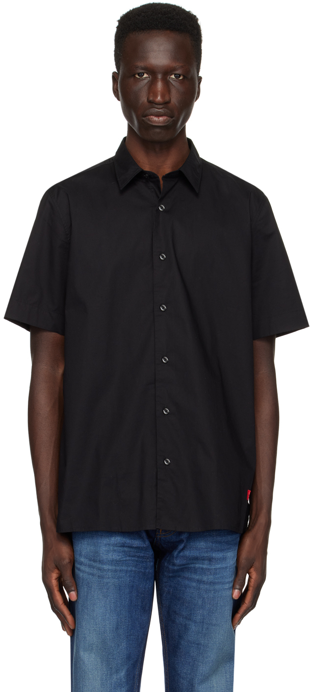 Shop Hugo Black Patch Shirt In 001-black