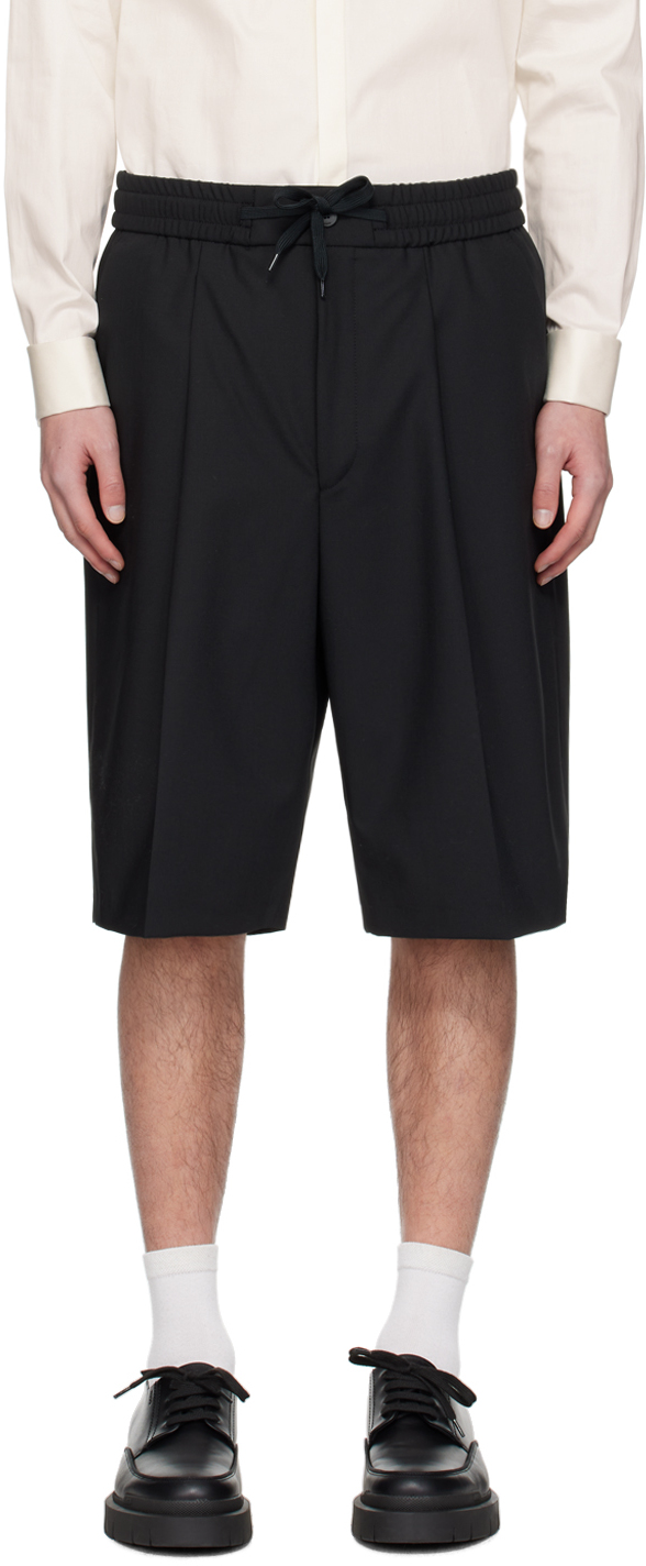Shop Hugo Black Drawstring Shorts In 001-black