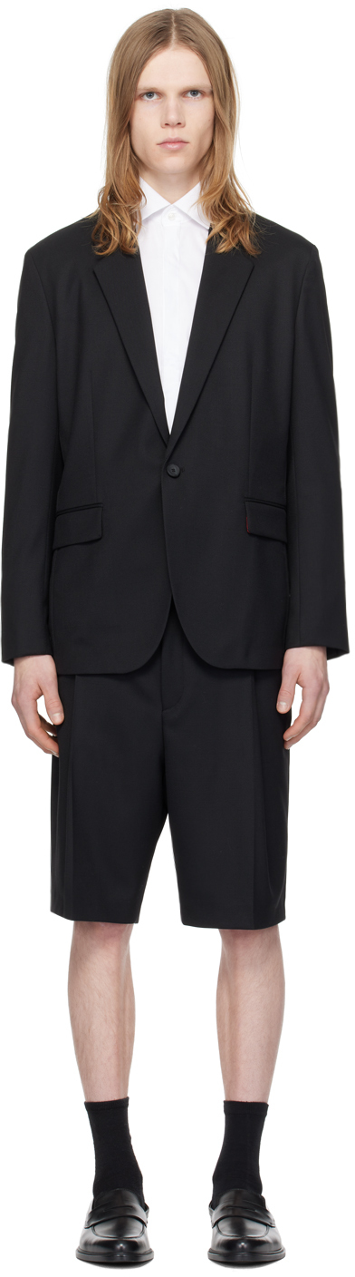 Shop Hugo Black Single-button Suit In 001-black