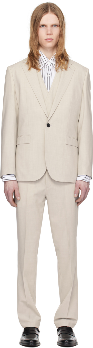 Shop Hugo Gray Three-piece Suit In 055-light/pastelgrey
