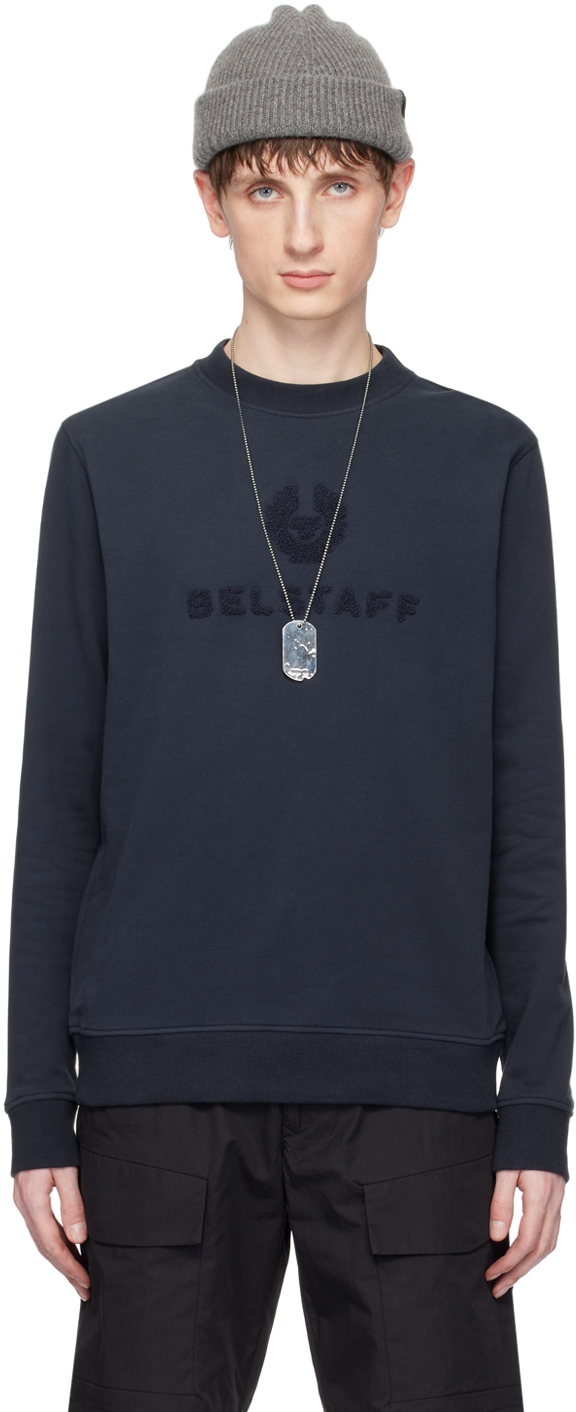 Shop Belstaff Navy Appliqué Sweatshirt In Dkink