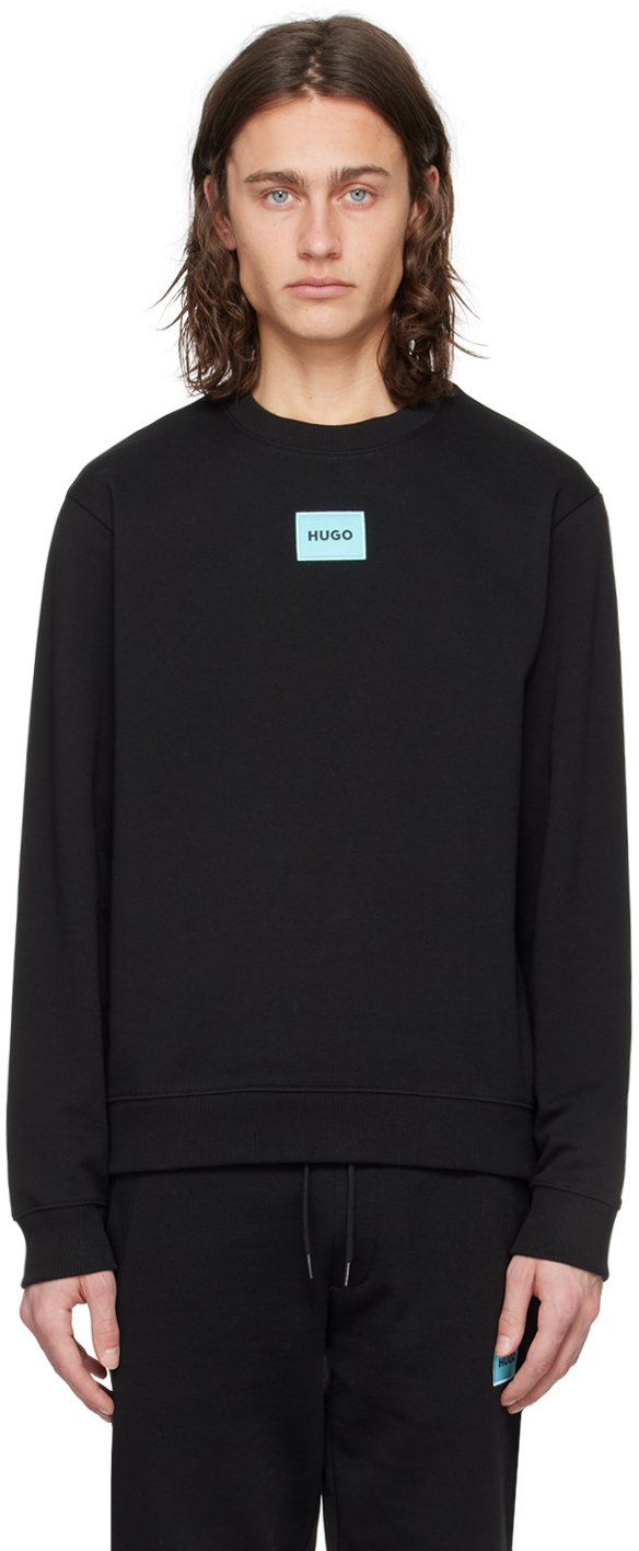 Shop Hugo Black Patch Sweatshirt In 009-black