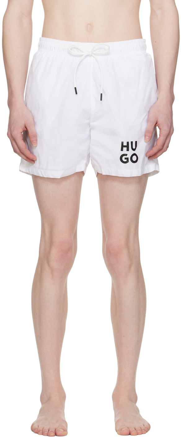 White Printed Swim Shorts