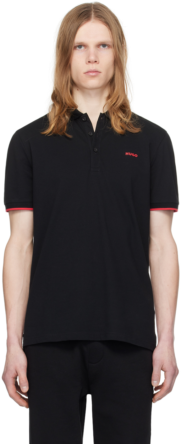 Black slim polo shirt best sale