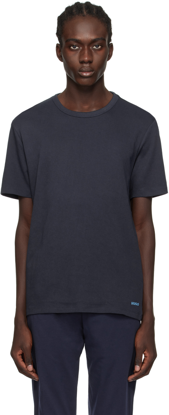 Hugo Navy Bonded T-shirt In Dark Blue 405