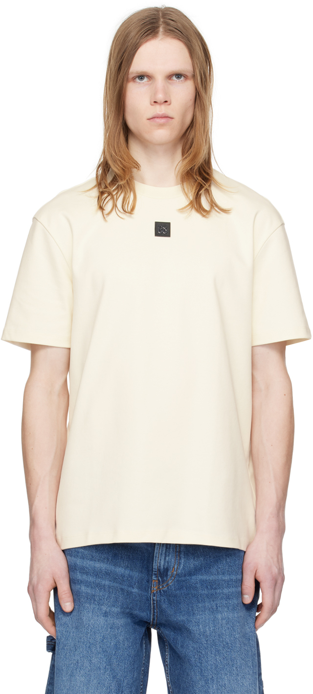 Shop Hugo Off-white Patch T-shirt In 121-open White