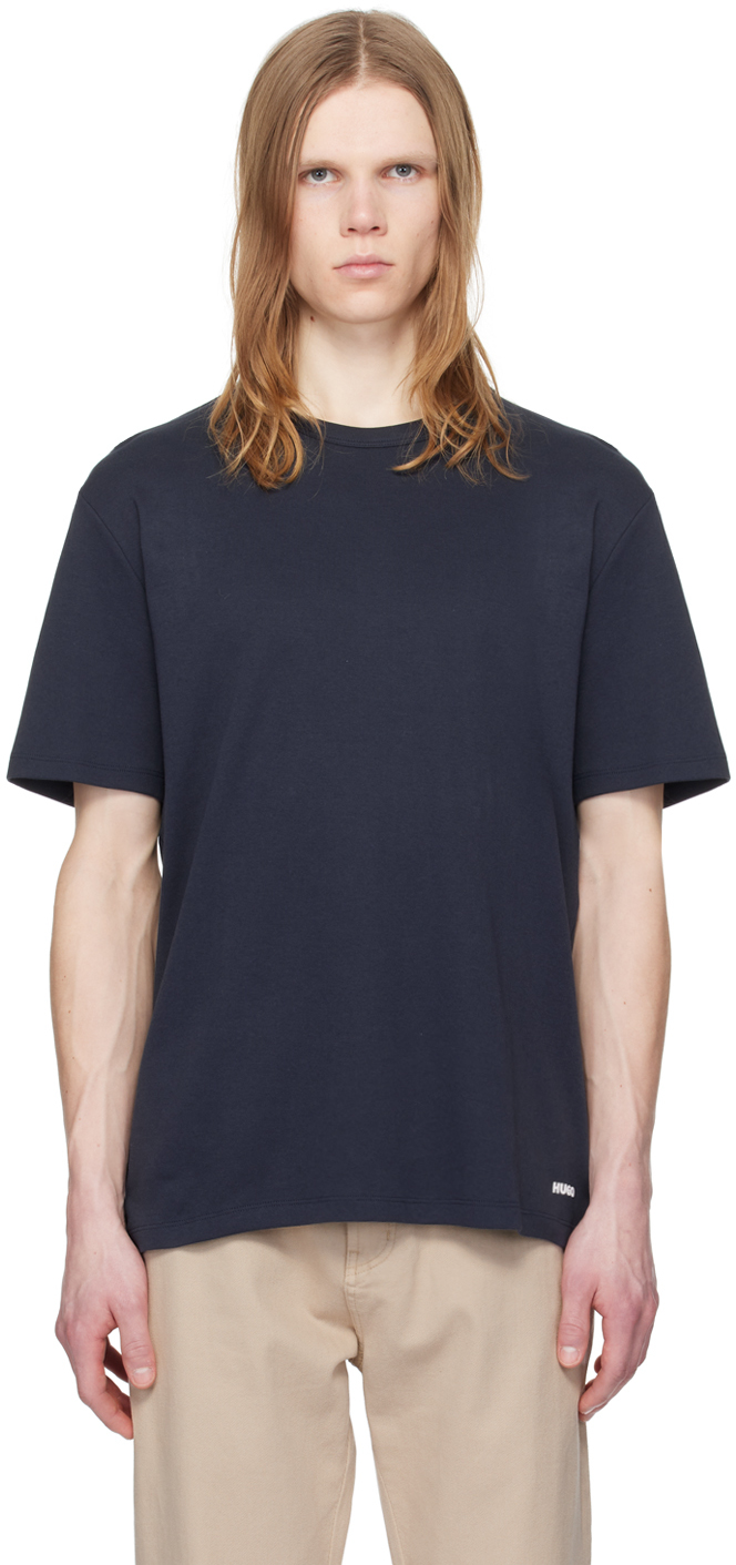 Shop Hugo Navy Bonded T-shirt In 406-dark Blue