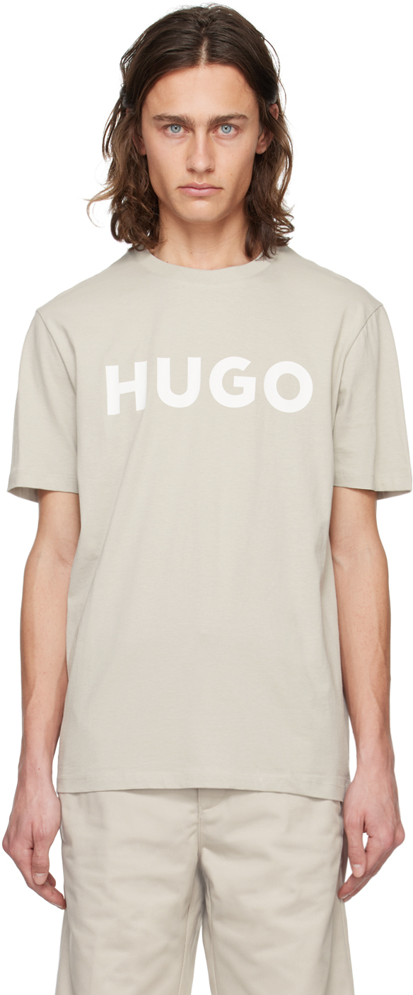 Hugo Gray Bonded T-shirt In 055-light/pastelgrey