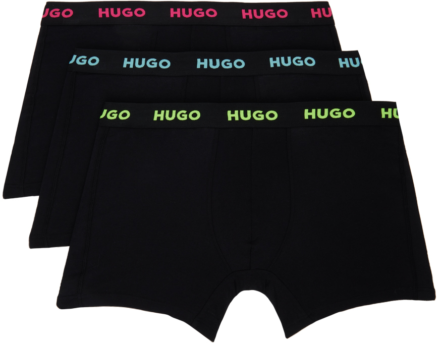 Shop Hugo Three-pack Black Boxers In 971-open Misc.