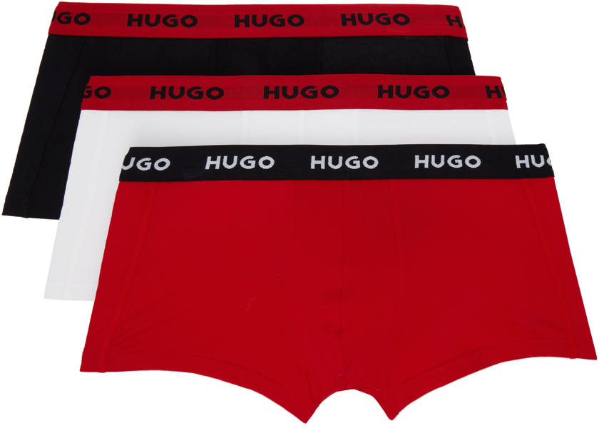 Hugo Three-pack Multicolor Boxers In 626-bright Red
