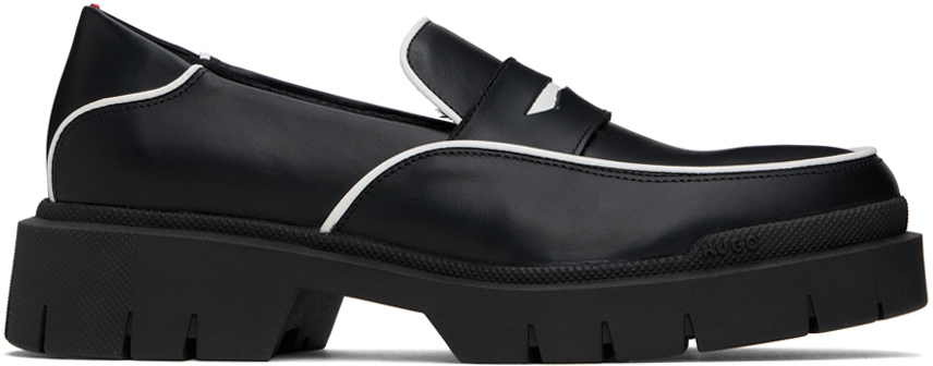 Hugo Black Contrast Loafers In 001-black