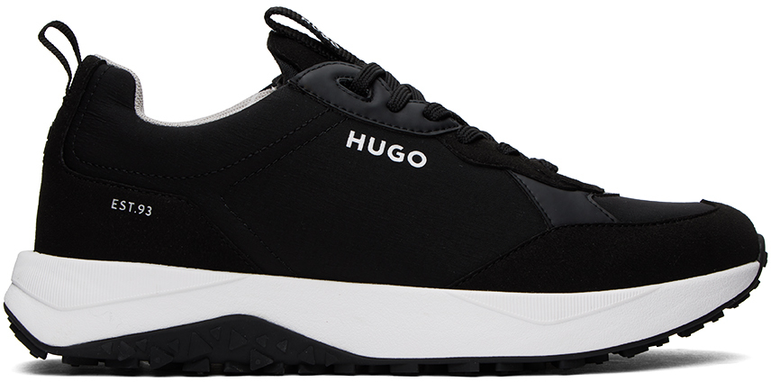 Shop Hugo Black Mixed Material Sneakers In Black 009