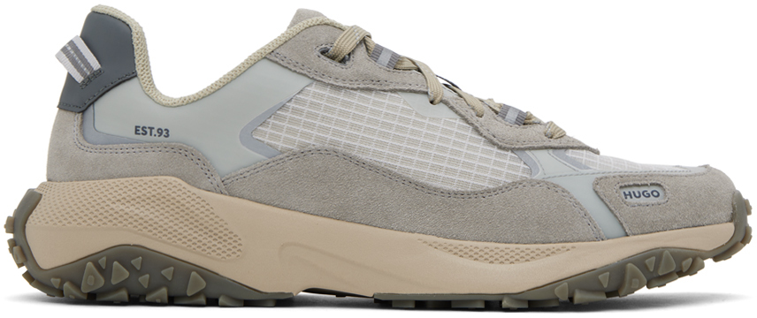 Gray Mixed-Material Ripstop Mesh Sneakers