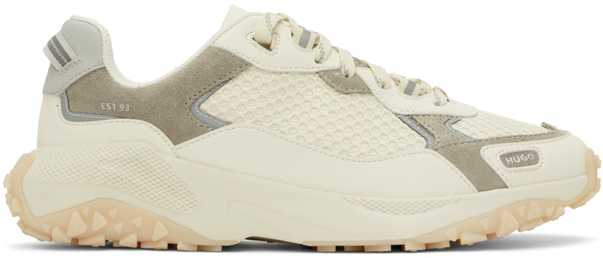 Hugo Off-white Mixed-material Sneakers In Neutrals