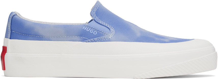 Hugo Blue Slip-on Sneakers In 464-open Blue