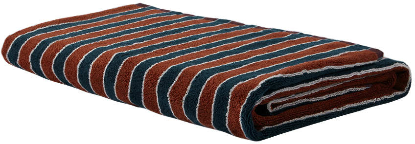 Autumn Sonata Navy & Red Helena Pool Towel In Tile, Navy & Cream
