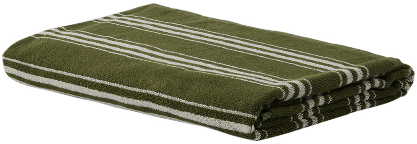 Autumn Sonata Khaki & Off-white Pool Towel In Olive & Cream