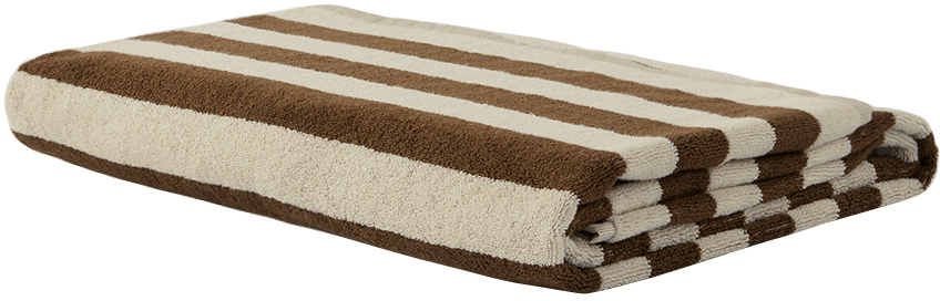 Autumn Sonata Brown & Off-white Maria Pool Towel In Cacoa & Cream
