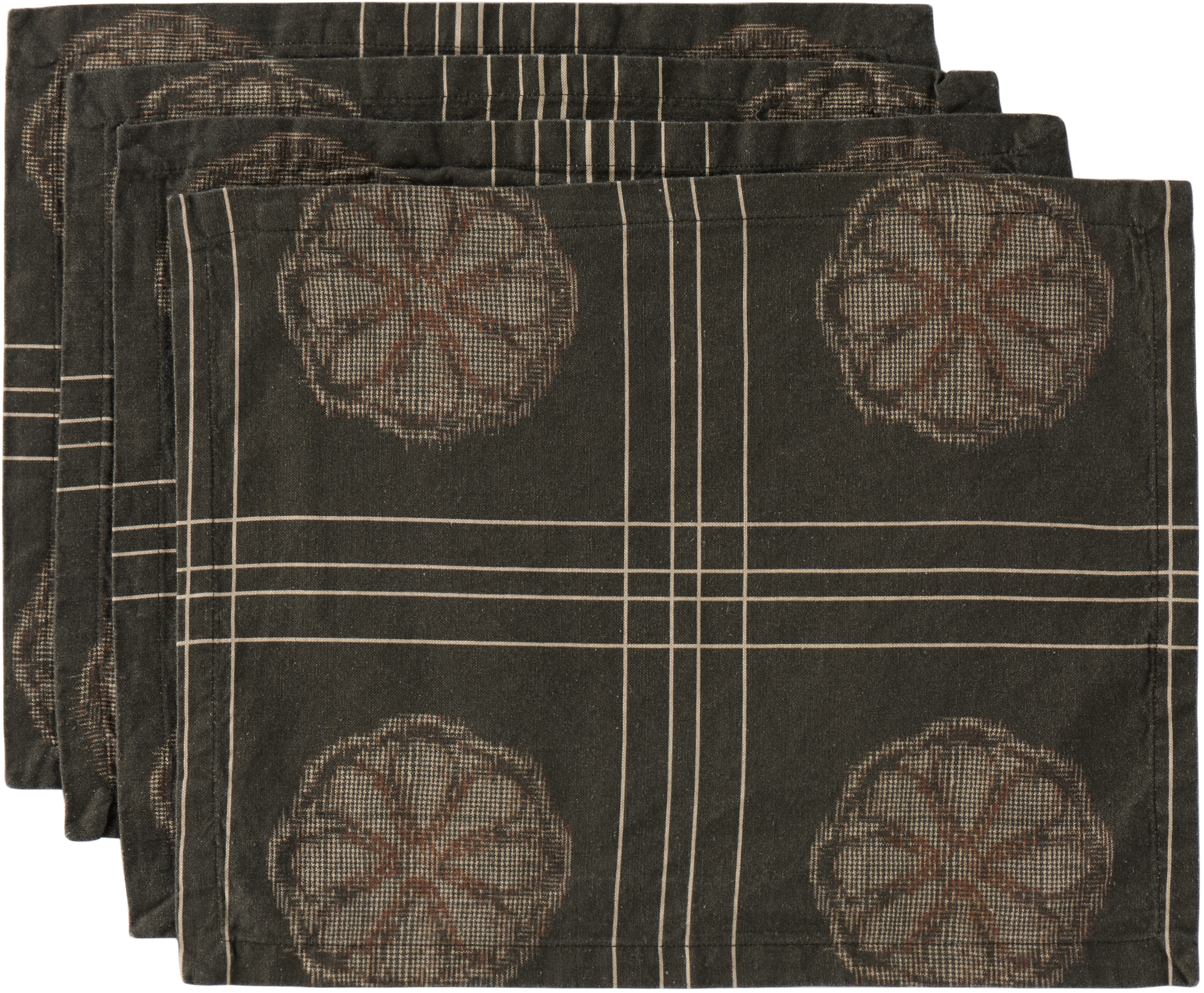 Autumn Sonata Four-pack Grey & Beige Eva Placemat Set In Graphite/beige