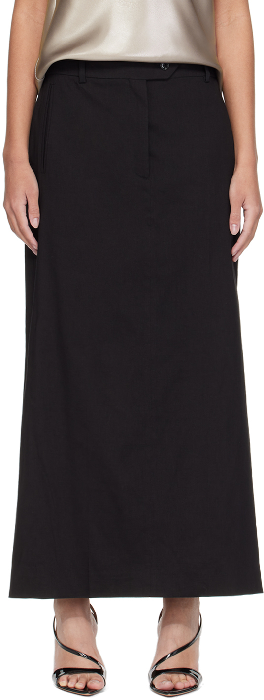 Shop Hugo Boss Black Slit Midi Skirt In 1 Black