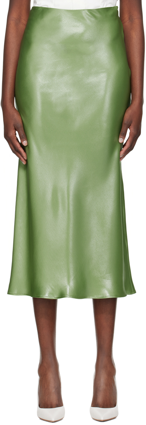 Green Metallic Midi Skirt