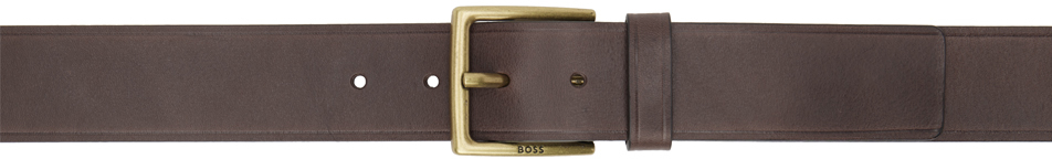 Hugo Boss Brown Leather Belt In Dark Brown 202