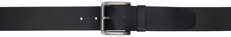 Black Leather Branded Pin Buckle Belt