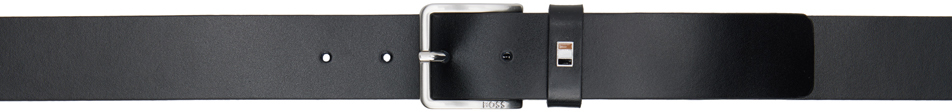 Hugo Boss Black Italian-leather Signature-stripe Hardware Belt In Black 001